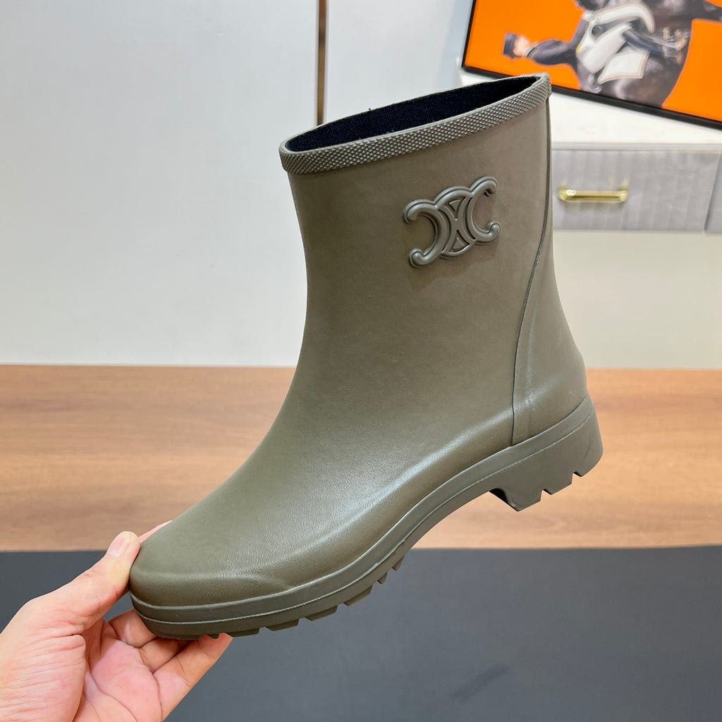 Short green rain boots online